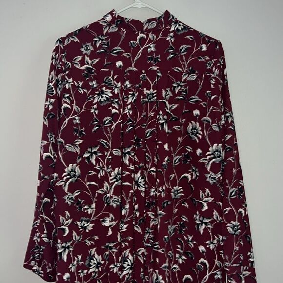 J JILL Button Front Collared Floral Tunic Top Shirt Blouse Small Long Sleeve - Picture 6 of 9